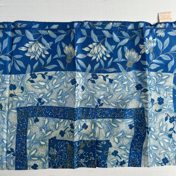 Vintage Glentex Blue Floral Patchwork Scarf 20.5" x 20.5" Made In Japan - Picture 6 of 6